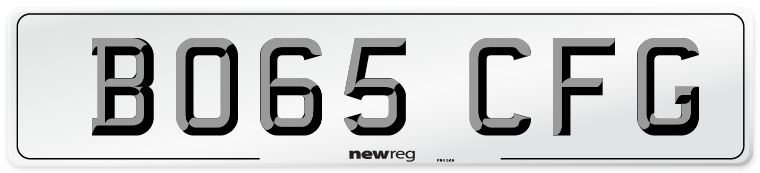 BO65 CFG Number Plate from New Reg